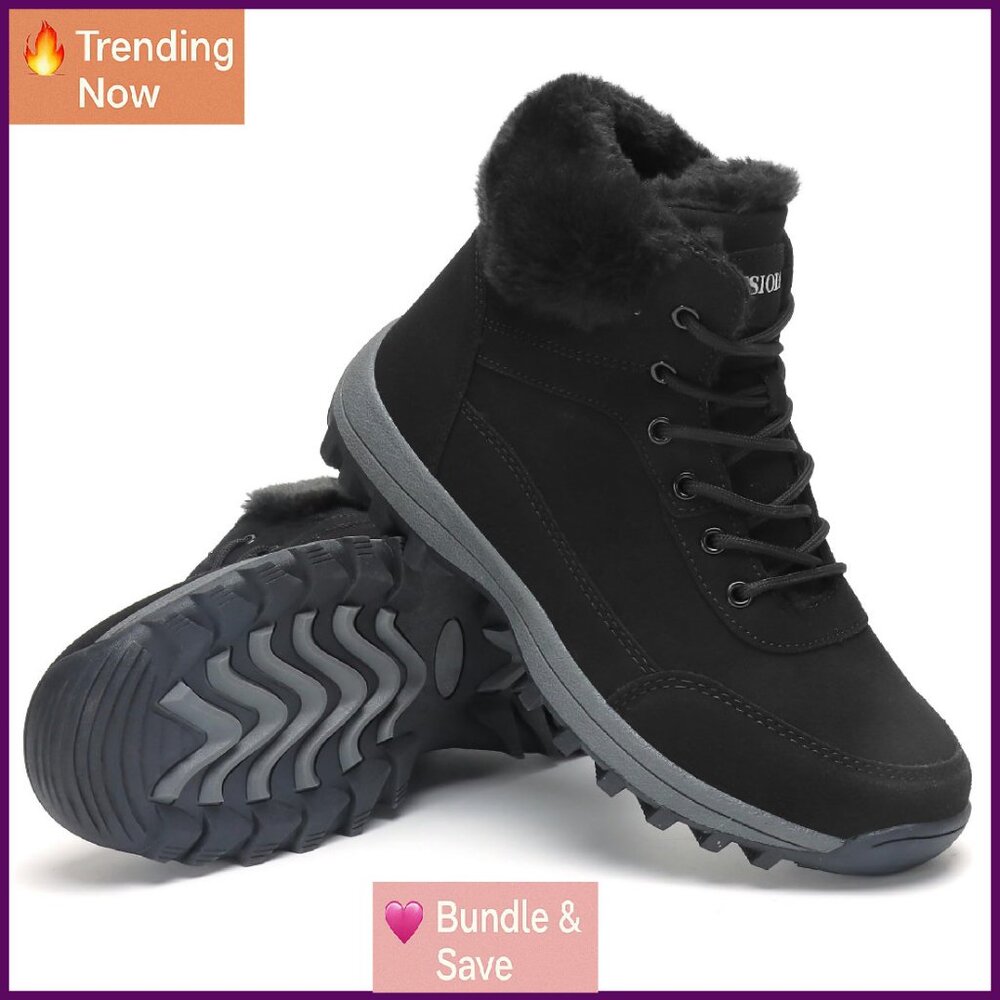 Women's Winter Snow Boots Fur Lined Waterproof Rubber Sole Ankle Booties
